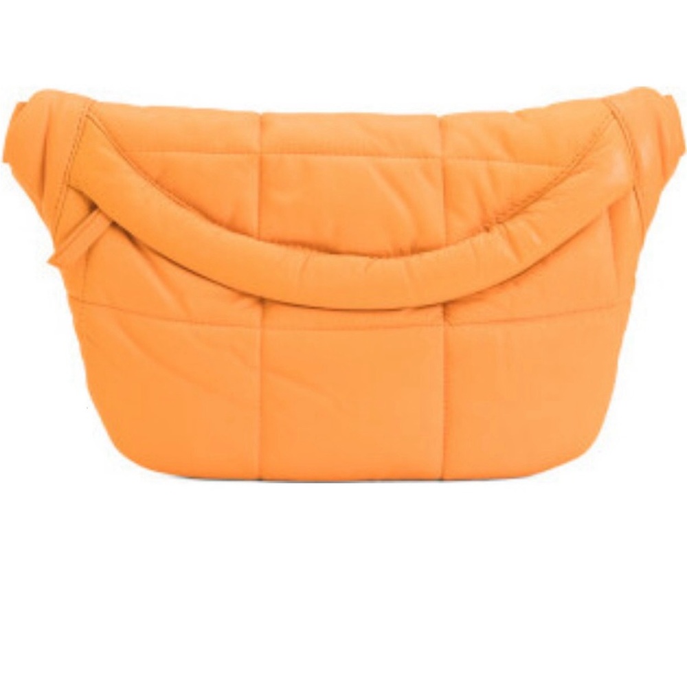 STYLISM Denmark Sheepskin Oversized Orange Puffy Quilted Crossbody Bag
